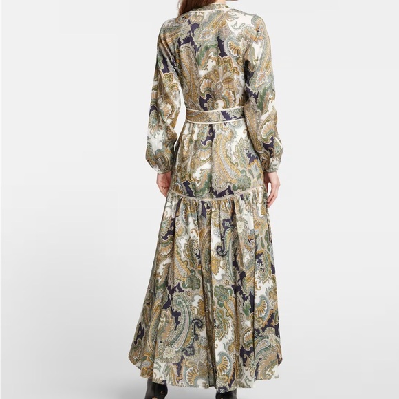 Veronica Beard paisley linen Kader belted maxi shirt dress - size 2 (XS) NWOT - Picture 2 of 6
